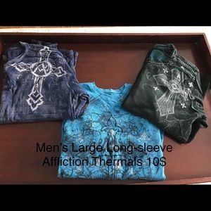 Men’s Affliction long sleeve thermal shirts Lot